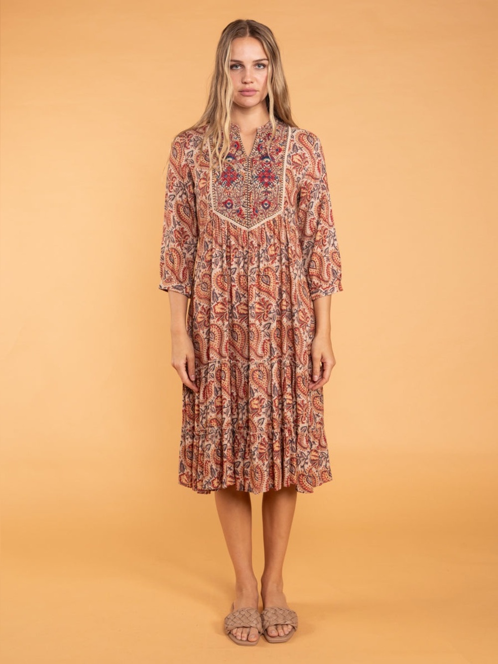 RAGA Naya Midi Dress Paisley Embroidered Midi Dress NWT MRSP $298